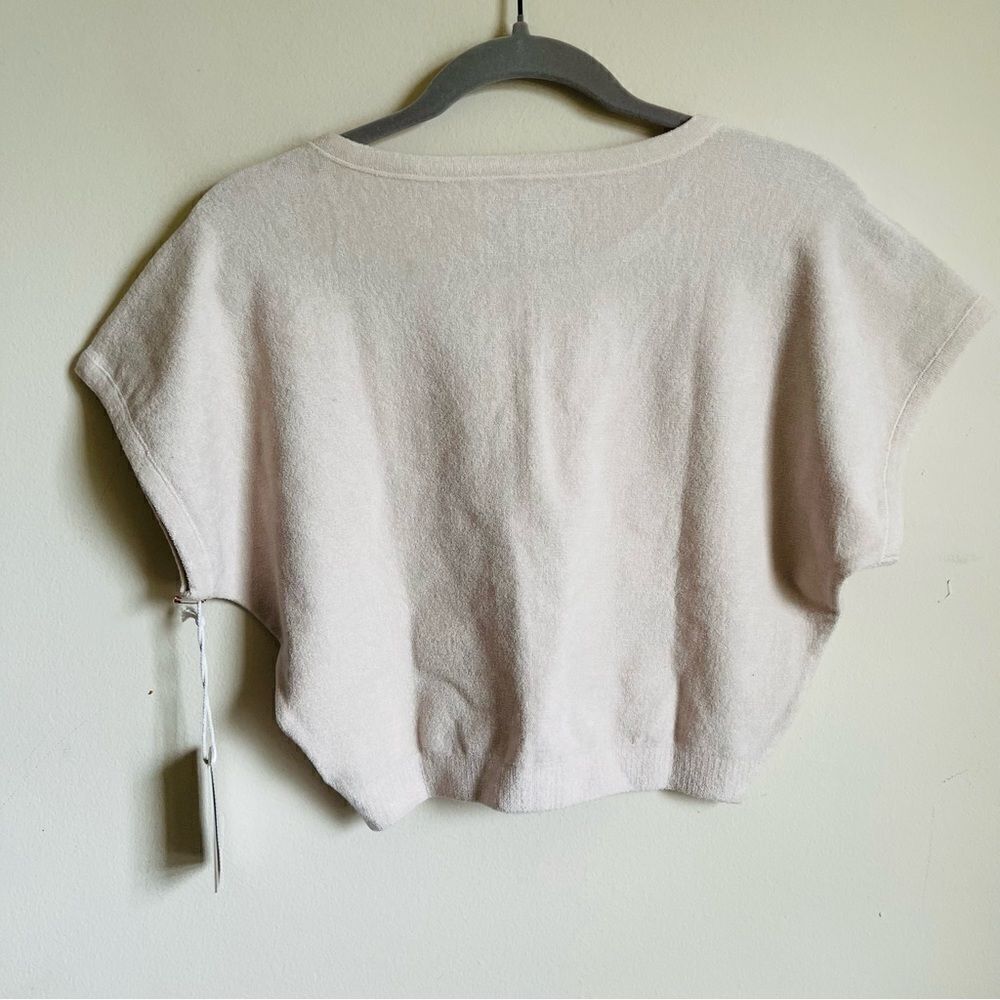 GOOD AMERICAN Terry Crop Tee in Bone Size 3/4 (L/XL) - Picture 8 of 9